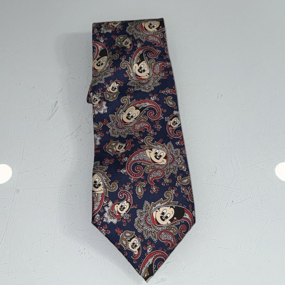 Vtg Balancine Presents "The Tie Works" Mickey Mouse Men's Paisley Silk Tie USA